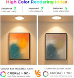 CLOUDY BAY 20W 8 inch LED Recessed Lights,5Color 2700K/3000K/3500K/4000K/5000K Selectable,Dimmable CRI 90+,IC Rated,ETL Listed,Ultra Thin Recessed Downlight with Junction Box,White,6 Pack