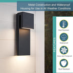 Dusk to Dawn Outdoor Lighting Fixture Wall Mount,Modern Integrated LED 2-Light 17W, Exterior Sensor Front Porch Light,Textured Black,Anti Rust Outside Wall Lights for House,Doorway,Garage