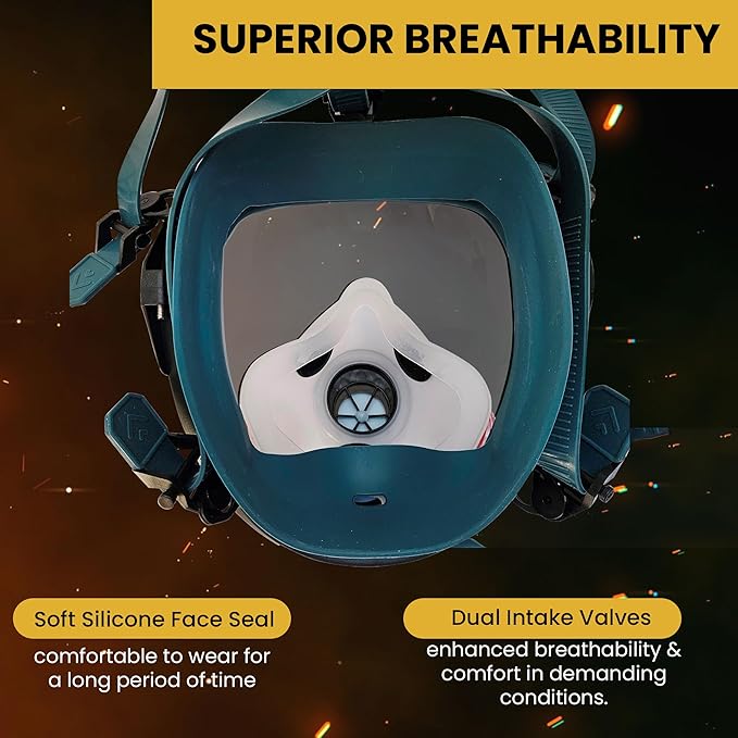 KYNG GAS Mask - 40 mm NBC Filter - Full Face Respirator Mask CBRN Survival & Tactical Gas Mask for Chemical Fumes, Particulates, and Smoke Protection, Military Grade Construction