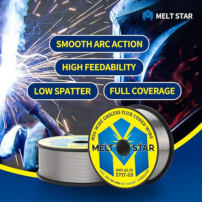 Flux Core Welding Wire, E71T-GS .035" 2-Pound Spool Gasless Mild Carbon Steel Mig Welding Wire - 1Pack