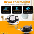 For Whirlpool LER5620KQ1 LER4634JQ1 LER4634PQ0 LER7646EQ2 LER3624EQ1 LER4634EQ2 LER8858EQ1 WED5300VW0 WED4800XQ3 WED5100VQ0 LER4634EQ0 LER4634JT0 LER3624EQ0 Replaces Thermostat And Thermal Fuse