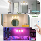 DORESshop 17 Inch Bathroom Light Fixtures, 3-Light Brass Bathroom Lighting Fixtures Over Mirror with Milk Glass Shade, Vanity Lights for Living Room Bedroom