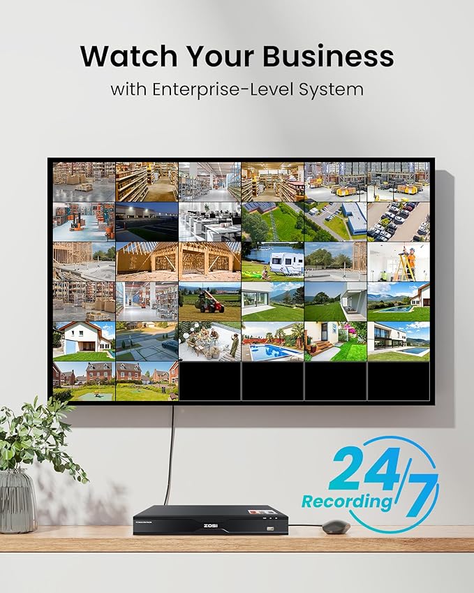 ZOSI 32 Channel 4K PoE Security Camera System, Face Person Vehicle Detection, 2 Way Audio, 16 x 4K Spotlight Outdoor Indoor Cameras, 32CH 8MP Surveillance NVR with 4TB HDD for Business 24/7 Recording