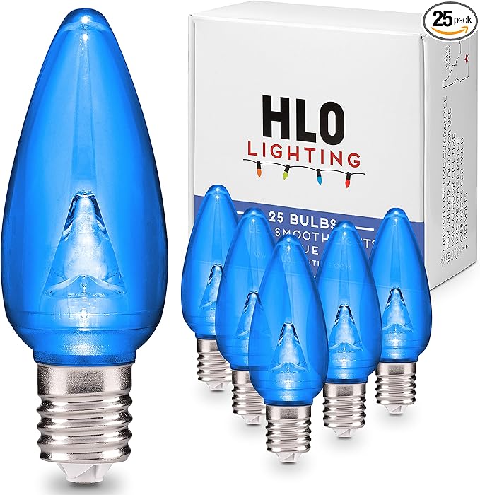 Holiday Lighting Outlet Smooth C9 Christmas Lights | Blue LED Bulbs for Indoor & Outdoor Christmas Decor | Set of 25