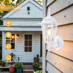 GRUENLICH Dusk to Dawn Outdoor Wall Sconce, Exterior Front Porch Lighting with Clear Glass, White Aluminum Outside Coach Light for Patio Doorway Garage, 2 Pack