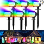 Solar Spot Lights Outdoor Color Changing, [7 Mode/6 Pack] Christmas Landscape Spotlights, Solar Lights Outdoor Waterproof, Solar Led Powered Flood Light for Outside Pathway Yard Garden Walkway