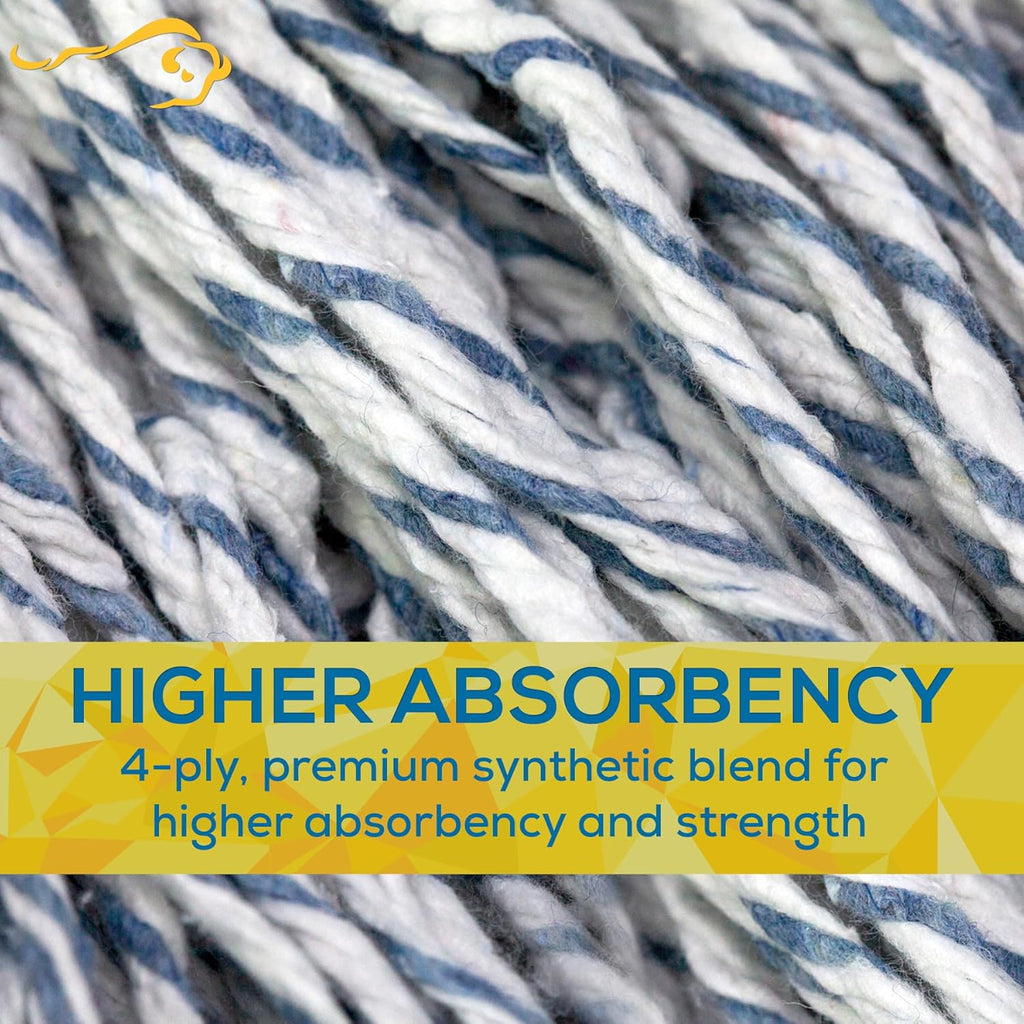 KLEEN Handler Cut End Finish Mop | 1.25" Universal Headband Maximum Absorption Finishing Mop, Pack of 3