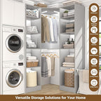 Corner Closet System with 12 Shelves, 39.2" Corner Closet Organizer System with 2 Hanging Rods, Versatile 6-Tier Walk-in Closets for Corner Space, Grey (39.2" L x 39.2" W x 80" H)
