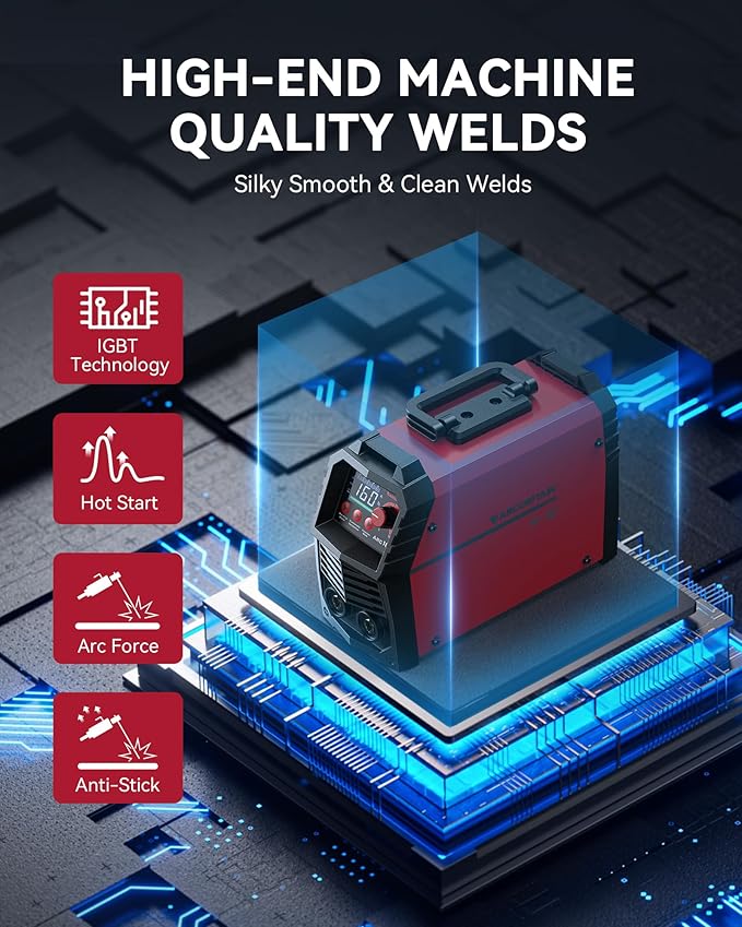 ARCCAPTAIN 110V/220V Stick Welder, [Large LED Display] 160Amp ARC Welding Machine with Synergic Control, IGBT Inverter Portable MMA Welder Machine with Lift Tig Hot Start, Arc force and Anti-Stick
