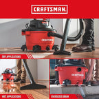 CRAFTSMAN CMXEVBE17594 12 Gallon 6.0 Peak HP Wet/Dry Vac, Portable Shop Vacuum with Attachments