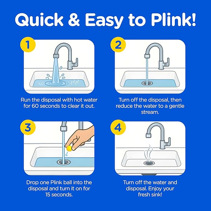 Compac Plink Garbage Disposal Cleaner and Deodorizer, Air Fresheners for Disposal, Lemon Scent, 20 Count