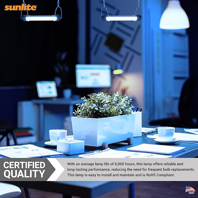 Sunlite 9-Inch F6T5/DL T5 Linear Fluorescent Lamp, 6 Watts, 210 Lumens, 6500K Daylight, Miniature G5 Bi-Pin Base, ROHS Compliant, High Performance Straight Tube, 10 Pack