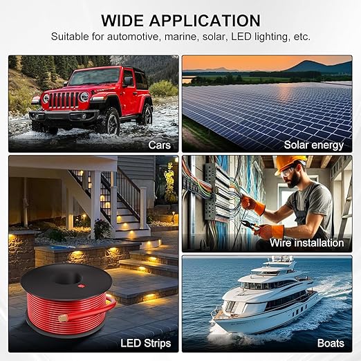 16 Gauge Electrical Wire 2 Pack Total 200ft-Black 100 ft and Red 100 ft Soft Flexible Copper-Clad Aluminum(CCA) 16 AWG PVC Wire for Lamp, Household Appliances RC Toys, Models, Auto, Electronics