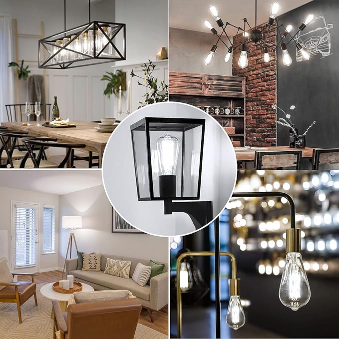 Vintage LED Edison Bulbs 60 Watt Equivalent Dimmable 7W ST58 LED Filament Light Bulbs Neutral White 4000K Antique Style Lighting High Brightness 800LM E26 Medium Base Clear Glass Home Office, 12 Pack