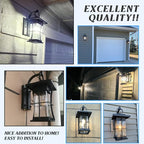 Dusk to Dawn Outdoor Wall Lantern Exterior Light Fixtures Wall Mount Porch Light with Photocell Sensor Waterproof Outside Wall Lights for House, Patio, Garage, Black with Seeded Glass