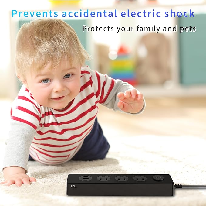 SOLL IPX9 Outdoor Power Strip Weatherproof, Surge Protector Power Strip with 3 Outlet and 3 USB Charging Ports(2 USB C), 5.18FT Extension Cord for Patio, Garden, Bathroom, Kitchen, Garage, Office