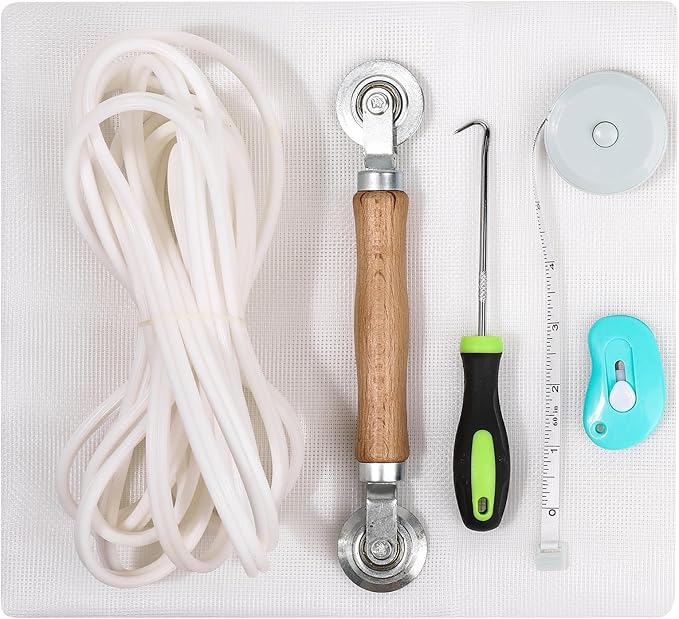 Windows Screen Replacement and Screen Door Repair Kit, 6Pcs Window Screen Fiberglass Mesh Kit - Window Screen & Screen Door Mesh & Screen Porch Repair Kit (White, 59" x 106")