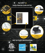 NUWATT 12 Pack 4 Inch Square Ultra-Thin LED Recessed Lighting, Selectable 2700K/3000K/3500K/4000K/5000K, 630 Lumens Dimmable, IC Rated, Black Slim Panel Light, Canless Wafer Lights, Metal J-Box