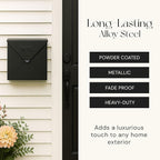 NACH Mailboxes for Outside Wall Mount, 10 x 10 x 4 inch Black Mailbox, Waterproof Mailboxes for Outside - Chicago Style Mail Box