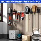 Garden Tool Organizer Wall Mount, 48inch Heavy Duty Garden Tool organizer Storage System, Easy Install With 9 Adjustable Hooks, For Garage, Basement, Shed, Workshop(Black)