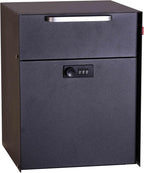 Post Mount Locking Mailbox with Code Lock - Large Capacity Security Password Metal Lock Mailbox - Waterproof Vertical Drop Mail Box Outdoor