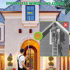 213'' Long Reach Window Squeegee with Telescoping Extension Pole,2 in 1 Shower Cleaning with Telescopic Pole, Extension Washing Tool with Rotatable Clean Head for Indoor/Outdoor High Window Glass