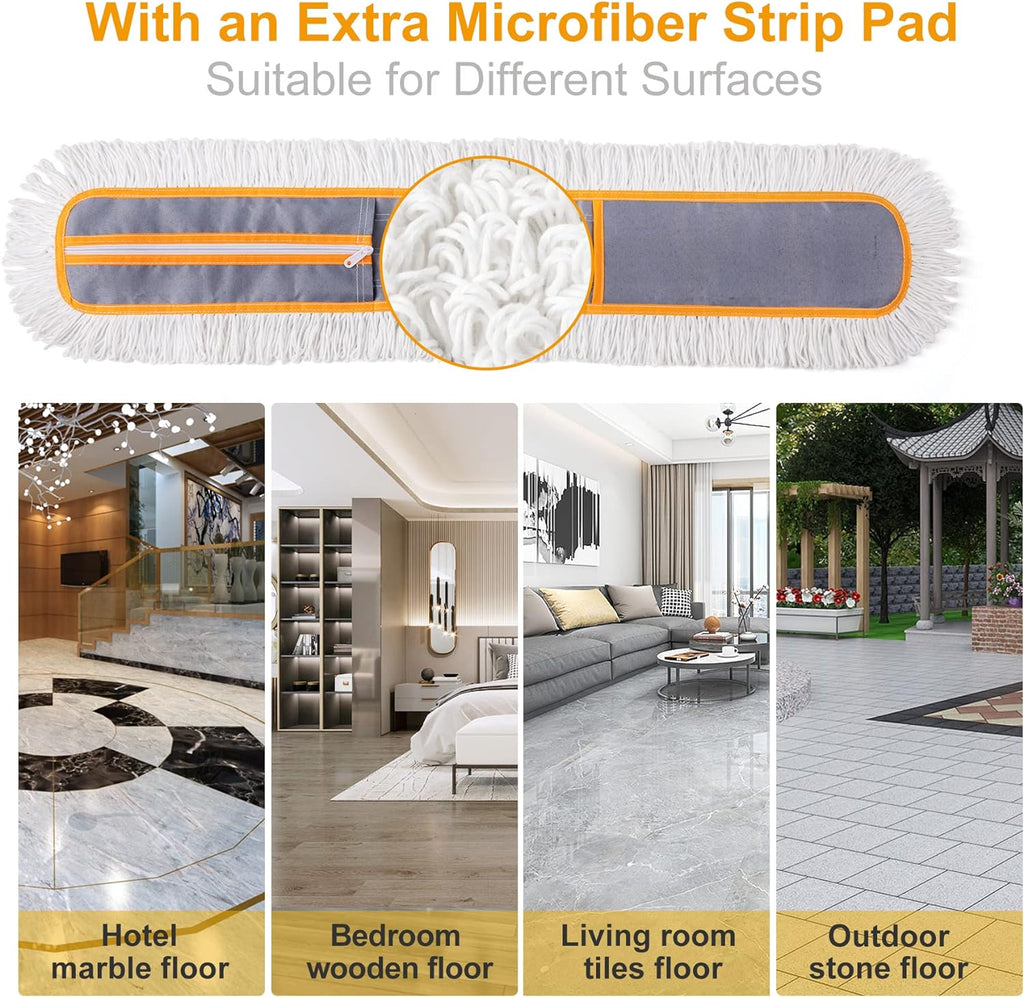 36” Commercial Dust Mop for Hardwood Floor Cleaning, Heavy Duty Push Broom Mop Hotel Company Household Cleaning Supplies for Hardwood, Tiles, Marble,Vinyl Plank Floors Cleaning