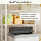 Ulif U11 Medium Over Washer and Dryer Shelves, 3 Tiers Laundry Room Storage and Organizer Standing Shelf, Metal Freestanding Clothes Drying Rack, 31.1”W x 19.7”D x 77.6”H, White