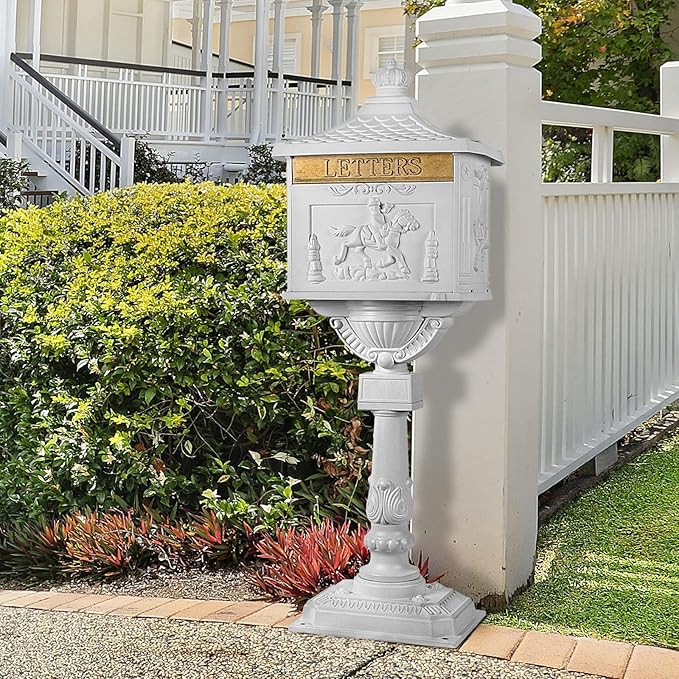 Polar Aurora Mailbox Cast Aluminum White Mail Box Postal Box Security Heavy Duty New