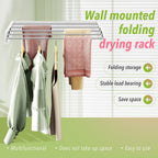 Wall Mounted Clothes Drying Rack 32 inches,Foldbale Laundry Drying Rack Wall Mount,Drying Rack Clothing Space Saver,Retractable,Collapsible,Folding Laundry Rack,White