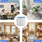 Portable Twin Tub 18lbs Washing Machine with Drying Rack, 11lbs Washer Mini Compact Laundry Machine with 7lbs Spinner, Semi-automatic Washer Combo for Dorms, Apartments