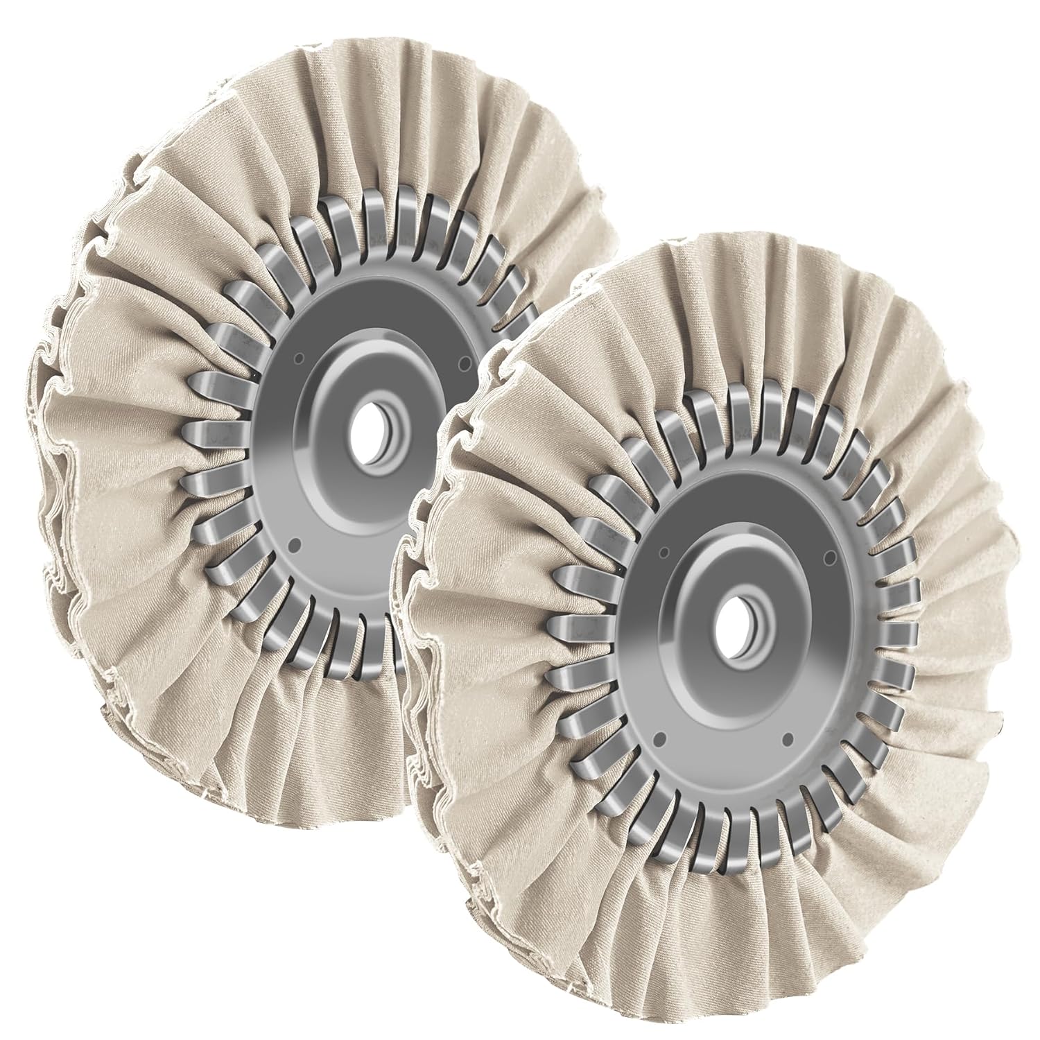 2PCS 8" Airway Buffing Wheel with 5/8" Arbor Flange-Free Hub，White Buffing Wheels for Angle Grinder, Mirror-Like Finishing Polishing Wheel for Aluminum Wheels Stainless Steel Chrome