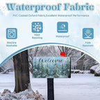 Winter Welcome Mailbox Covers Magnetic Forest Pine Tree Mailbox Cover Standard Size 21x18 Inch Snowflakes Outdoor Letterbox Wraps for Garden Yard Winter Decor