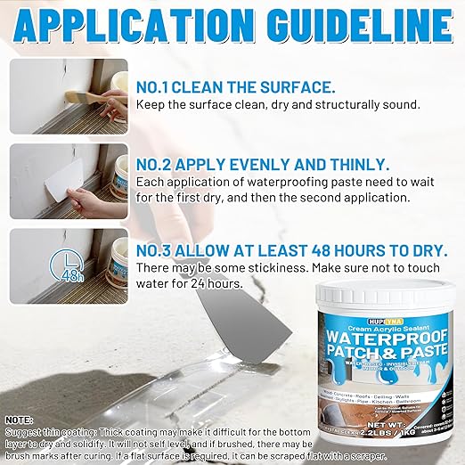 Waterproof Patch & Seal Rubberized Sealant Paste, 2.2lbs Anti-Leakage Clear Waterproof Paste Invisible Indoor & Outdoor Repair for Curved and Vertical Surfaces Wood, Tile, Stone, Roofs, Wall