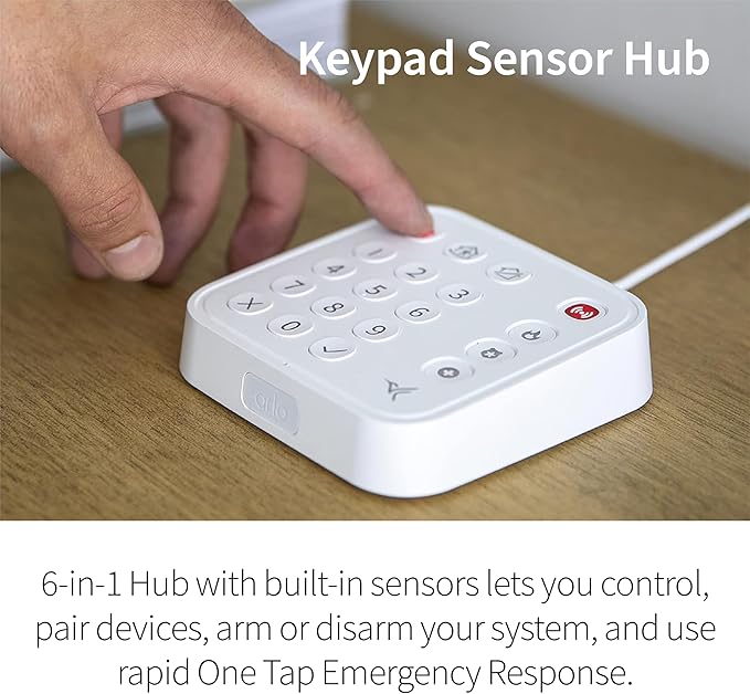 Home Security System - Wired Keypad Sensor Hub, (2) 8-in-1 Sensors, 24/7 Professional Monitoring + Pro 5S Outdoor Spotlight Bundle - No Contract Required, Alarm System for Home Security