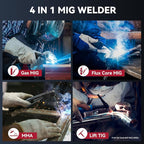 ARCCAPTAIN MIG Welder 160A, Welder Machine 110V 220V, Flux Core MIG/GAS MIG/Lift TIG Welding/Stick 4 in 1 Welding Machine with Synergy, Multiprocess Gas MIG Welder Equipment with 1lb Welding Wire