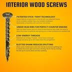 Velocity Interior 1 1/8 Inch Wood Screws DIY Pack (Size #8, 150 Pcs) – Zinc and Yellow Coating, Stick-Tight Technology, Screw for Wood Working with PSD ACR Driver Bit
