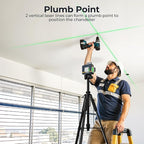 CIGMAN Laser Level Self Leveling 3x360° 3D Green Cross Line for Construction and Picture Hanging, Rechargeable battery, Remote Controller, Magnetic Rotating Stand Included