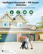 Camcamp Solar Security Cameras Wireless Outdoor, 2K Wireless Battery Security System with 10CH NVR & 500GB HDD, PTZ, Color Night Vision, IP66 Waterproof, Motion Alert, Work with Alexa, 0 Monthly Fee