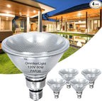 PAR38 Flood Light Bulbs, 80W 120V Halogen Bulb Dimmable, E26 Base PAR38 Bulb 2700K Warm White for Indoor and Outdoor, High Brightness PAR38 Halogen Flood Light - 4PACK