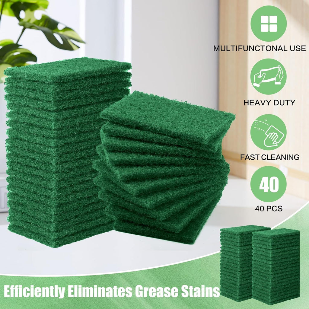 80 Pcs Heavy Duty Scour Pads,Scouring Pads,4 x 5.95 inch Scrubbing Pads for Metal Grills & Kitchen Scrubbers,Non-Scratch Reusable Dish Scrubbing Pads for Kitchen Dishes Sink Bathtub(Green)