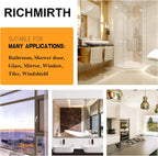 Shower Squeegee for Glass Doors 10" - All Purpose Squeegee for Window Bathroom Glass Mirror Bathroom Tile with Suction Cup Hooks - Black