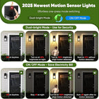 2-Pack Upgraded Motion Sensor Outdoor Wall Lights, 10.6” Small Dusk to Dawn Porch Lights Wall Sconce Lanterns, 3 Lighting Modes Exterior Lighting Fixtures, Black Outside Lights for House Front Door
