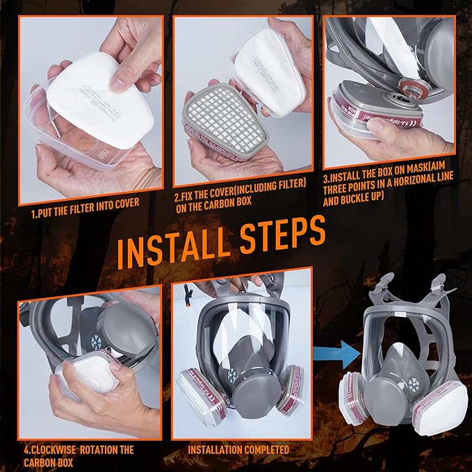 Full Face Reusable Respirator Gas Mask with Filter for Chemical Painting Dust Epoxy Welding Construction Works