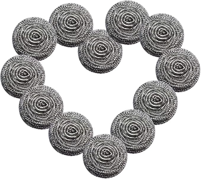 12Pcs Steel Wool Scrubber - Steel Wool for Cleaning Dish Pots Pans Grills Stainless Steel Scrubber for Kitchen Sinks Cleaning Steel Wool Pads Metal Scrubber