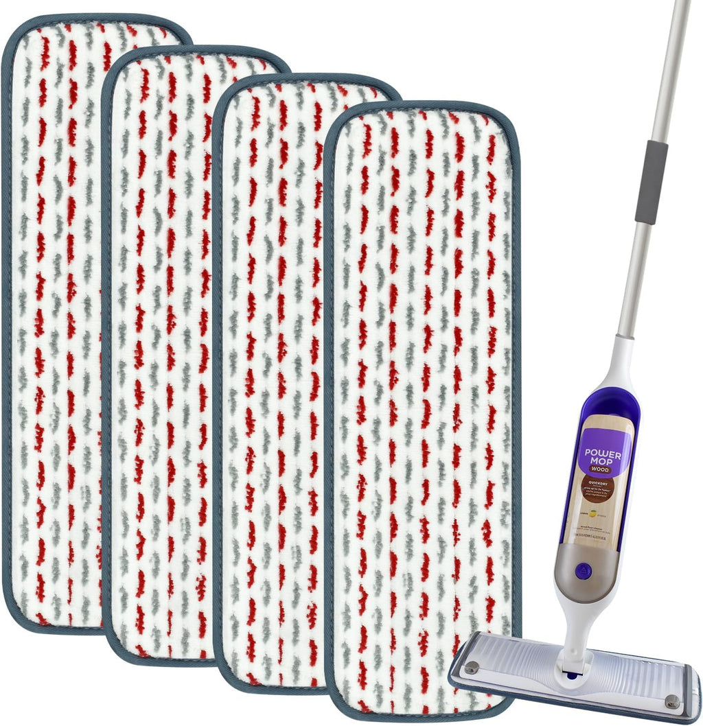 4 Pack Upgraded Reusable Mop Pads Compatible with Swiffer PowerMop, Mopping Pad Compatible with Swiffer Power Mop, Spray Refill for Multi-Surface Floor Cleaning, Reusable Thicker Microfiber Material