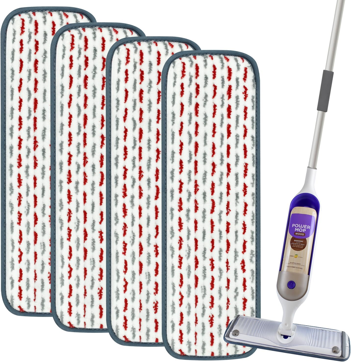 4 Pack Upgraded Reusable Mop Pads Compatible with Swiffer PowerMop, Mopping Pad Compatible with Swiffer Power Mop, Spray Refill for Multi-Surface Floor Cleaning, Reusable Thicker Microfiber Material