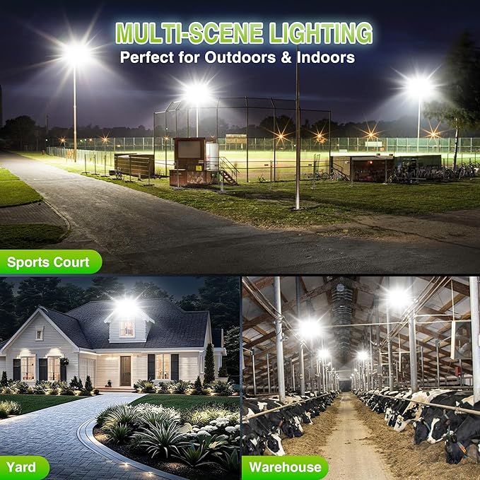STASUN 2 Pack 300W LED Flood Lights, Mini Series Outdoor Floodlight, 30000LM 6000K Daylight White, IP66 Waterproof, 3 Adjustable Heads, Exterior Flood Lights for Yard, Driveway, Garage, Patio,Barn