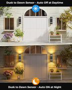 SHIMR Dusk to Dawn Outdoor Lighting 2 Pack, Modern Outdoor Wall Lights with LED Bulbs, Matte Black Exterior Lighting Fixtures Wall Mount, Up and Down Outside Lights for House Porch Garage [ETL Listed]