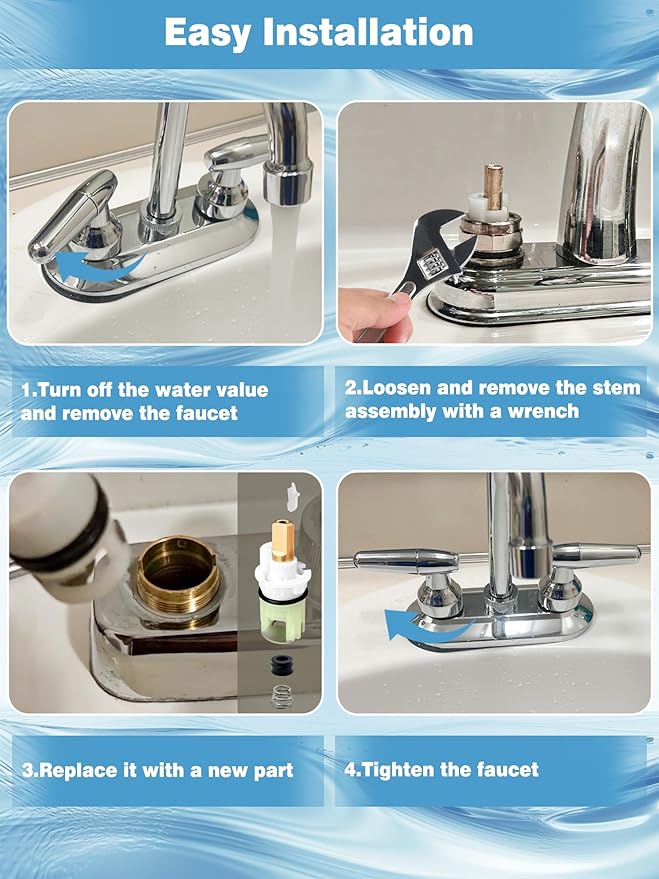 RP25513 Faucet Stem Repair Kit 2-Pack, with RP24096 Cartridge & RP4993 Seats Springs, for Delta 2-Handle Tub Shower Sink Faucet Replacement